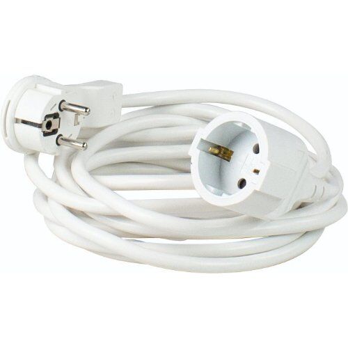 Verlängerung PVC 230V as-Schwabe PVC-Verlängerung mit Flachstecker 5m, H05VV-F 3G1,5, weiß, IP20 12361990