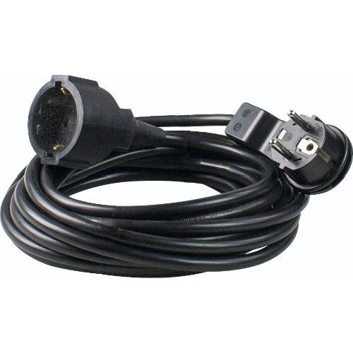  Verlängerung PVC 230V as-Schwabe PVC-Verlängerung mit Flachstecker 5m, H05VV-F 3G1,5, schwarz, IP20 12361986