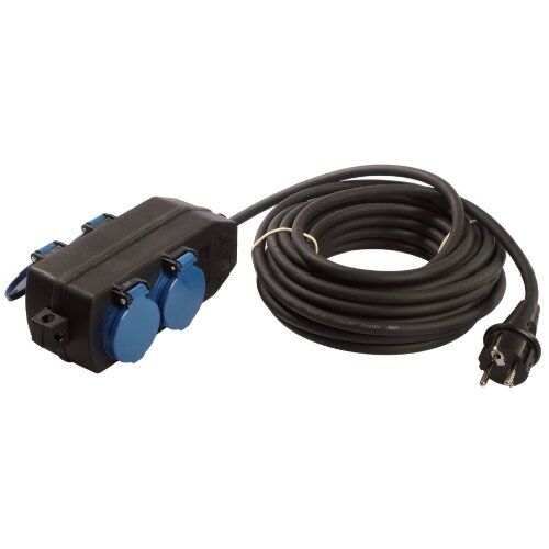  Mehrfach-Verteiler m.Verlänger as-Schwabe 4-fach Verteilersteckdose 10m, H05RR-F 3G1,5, schwarz/blau, IP44 12361888