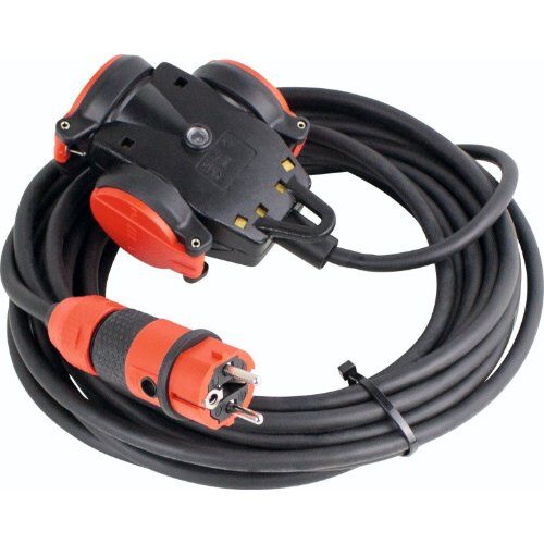 Verlängerung Gummi 230V as-Schwabe 3-fach SCHUKOultra Pro Verlängerungsleitung 5m, H07RN-F 3G2,5, schwarz/rot, IP54 12361903