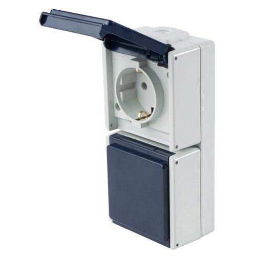  Aufputz-Schalter und Steckdosen as-Schwabe Steckdose 2-fach, 2 Leitungseinführungen, IP 54, senkrecht 12362567