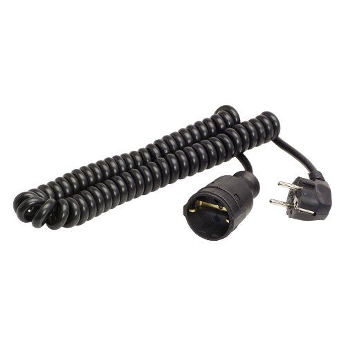  Verlängerung PVC 230V as-Schwabe Schutzkontakt-Spiralkabel 1-2,5m, H05VV-F 3G1,5, schwarz, IP20 12361962