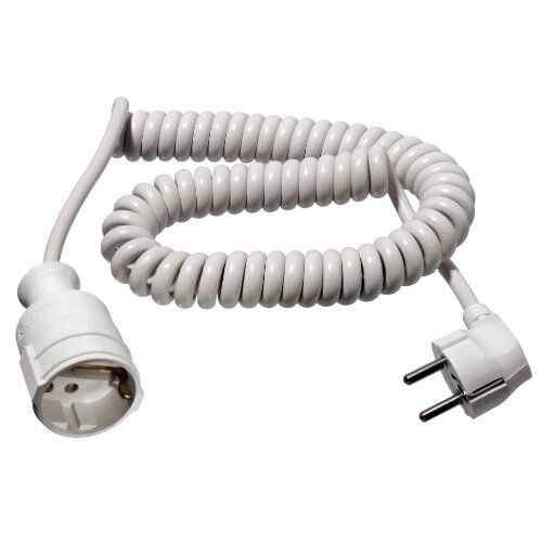  Verlängerung PVC 230V as-Schwabe Schutzkontakt-Spiralkabel 1-2,5m, H05VV-F 3G1,5, weiß, IP20 12361964