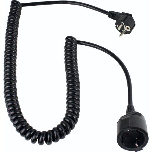  Verlängerung PVC 230V as-Schwabe Schutzkontakt-Spiralkabel 2-4m, H05VV-F 3G1,5, schwarz, IP20 12361965