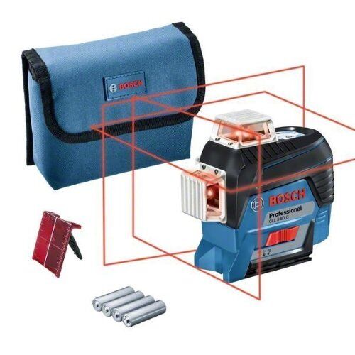 Messtechnik Linienlaser Bosch Linienlaser GLL 3-80 C, mit 4 x 1,5-V-LR6-(AA)-Batterien, Akku-Adapter 12369327