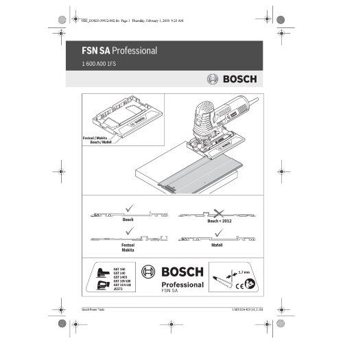  Akku-Geräte Akku-Stichsägen Bosch Führungsschienenadapter FSN SA, Systemzubehör 12369191