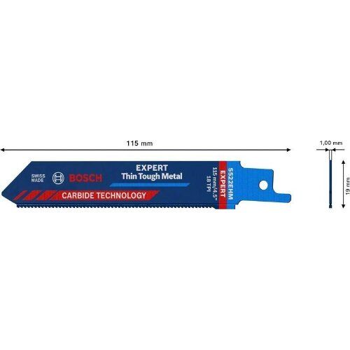  EXPERT ‘Thin Tough Metal’ S 522 EHM Säbelsägeblätter Bosch EXPERT ‘Thin Tough Metal’ S 522 EHM Säbelsägeblatt, 1 Stück, für Säbelsägen 12373881