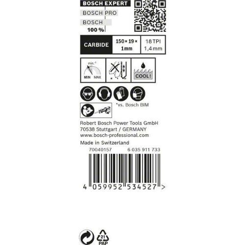  EXPERT ‘Thin Tough Metal’ S 922 EHM Säbelsägeblätter Bosch EXPERT ‘Thin Tough Metal’ S 922 EHM Säbelsägeblatt, 10 Stück, für Säbelsägen 12373883
