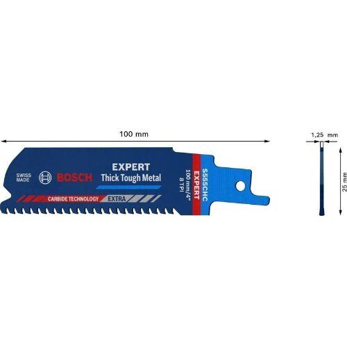  EXPERT ‘Thick Tough Metal’ S 555 CHC Säbelsägeblätter Bosch EXPERT ‘Thick Tough Metal’ S 555 CHC Säbelsägeblatt, 1 Stück, für Säbelsägen 12373867