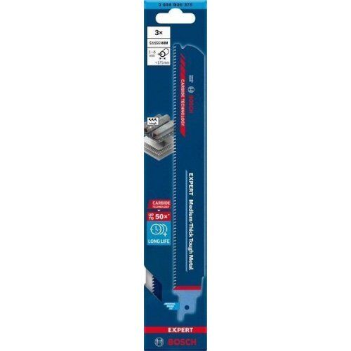  EXPERT ‘Medium-Thick Tough Metal’ S 1155 HHM Säbelsägeblätter Bosch EXPERT ‘Medium-Thick Tough Metal’ S 1155 HHM Säbelsägeblatt, 3 Stück, für Säbelsägen 12373877