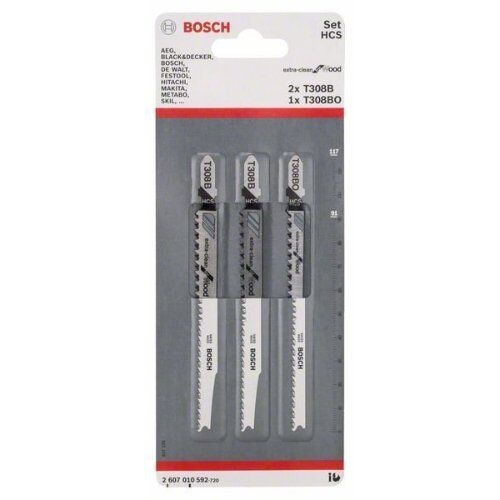  Stichsägeblätter 3-teiliges Clean for Wood Set Bosch 3-tlg. Stichsägeblatt-Set, T308B/BO, für Stichsägen 12374129
