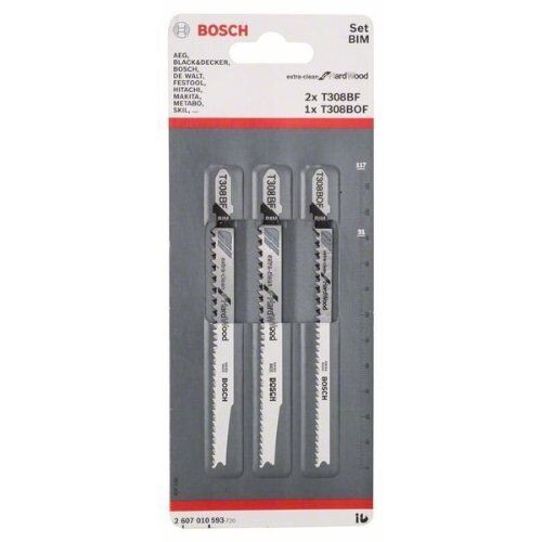  Stichsägeblätter 3-teilige Clean for Hardwood Sets Bosch 3-tlg. Stichsägeblatt-Set, T308BF/BOF, für Stichsägen 12374128