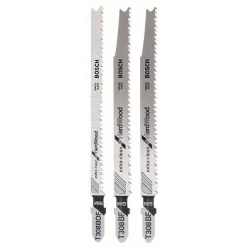  Stichsägeblätter 3-teilige Clean for Hardwood Sets Bosch 3-tlg. Stichsägeblatt-Set, T308BF/BOF, für Stichsägen 12374128