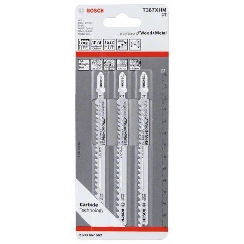  T 367 XHM Progressor for Wood and Metal Stichsägeblätter Bosch T367XHM Progressor for Wood + Metal, 3-tlg., für Stichsägen 12374135