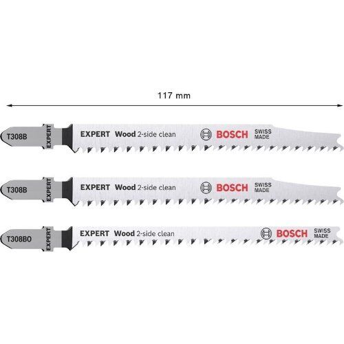 Sägeblatt- und Lochsägen-Sets EXPERT ‘Wood 2-Side Clean‘ Stichsägeblatt-Sets Bosch EXPERT ‘Wood 2-side clean‘ Stichsägeblatt-Set, 3-tlg., T308B/BO, für Stichsägen 12372328
