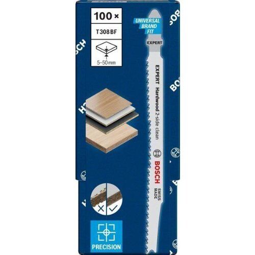  EXPERT ‘Hardwood 2-Side Clean’ T 308 BF Stichsägeblätter Bosch EXPERT ‘Hardwood 2-side clean’ T 308 BF Stichsägeblatt, 100 Stück, für Stichsägen 12374096