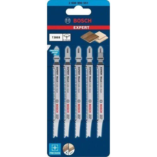  EXPERT ‘Wood 2-Side Clean’ T 308 B Stichsägeblätter Bosch EXPERT ‘Wood 2-side clean’ T 308 B Stichsägeblatt, 5 Stück, für Stichsägen 12374110