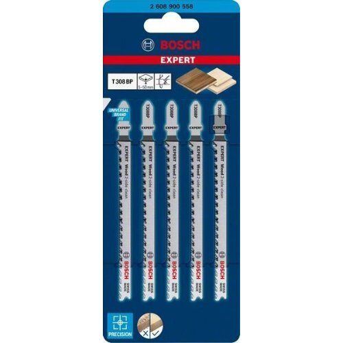  EXPERT ‘Wood 2-Side Clean’ T 308 BP Stichsägeblätter Bosch EXPERT ‘Wood 2-side clean’ T 308 BP Stichsägeblatt, 5 Stück, für Stichsägen 12374125