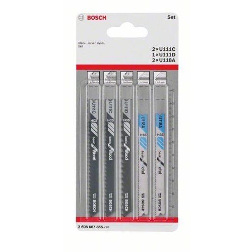  5-teilige Sets Basic for Wood and Metal mit U-Schaft Bosch 5-tlg. Stichsägeblatt-Set Wood and Metal, U-Schaft, für Stichsägen 12374339