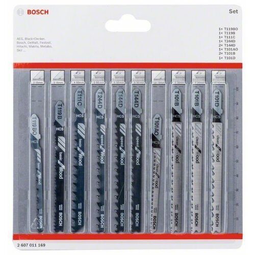  Stichsägeblätter 10-teilige Stichsägeblatt-Sets Wood mit T-Schaft Bosch 10-tlg. Stichsägeblatt-Set für Wood, T-Schaft, für Stichsägen 12374331