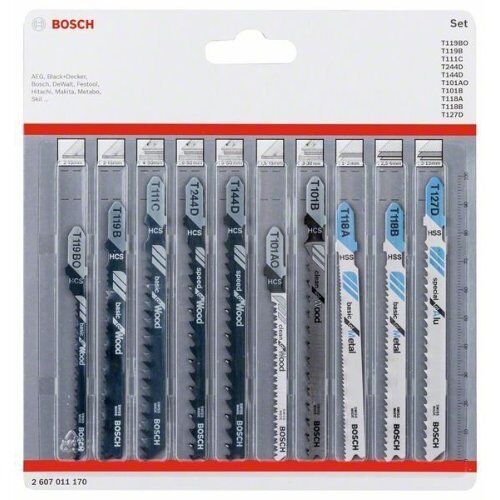  Stichsägeblätter 10-teilige Stichsägeblatt-Sets Wood and Metal mit T-Schaft Bosch 10-tlg. Stichsägeblatt-Set für Wood and Metal, T-Schaft, für Stichsägen 12374332