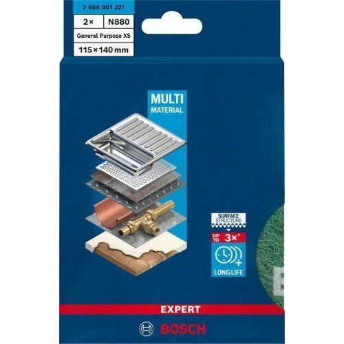  EXPERT N880 Vliespads zum Handschleifen Bosch EXPERT N880 Vliespad zum Handschleifen, 115 x 140 mm, Mehrzweck XS, 2-tlg., für Handschleifen 12375220