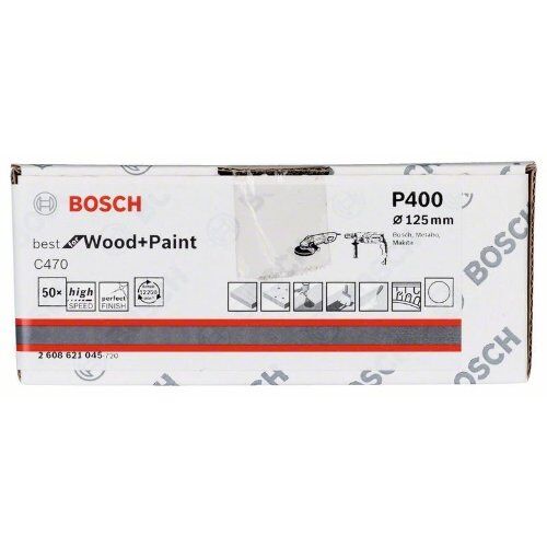  Für Winkelschleifer C470 Best for Wood and Paint Schleifpapier für Winkelschleifer und Bohrer Bosch Schleifblatt Papier C470, 50er-Pack, für kleine Winkelschleifer 12375833