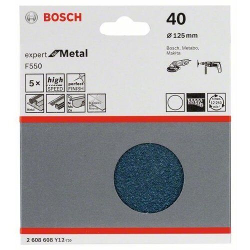  F550 Expert for Metal Schleifpapier für Winkelschleifer Bosch Schleifblatt F550, 5er-Pack, für kleine Winkelschleifer 12375996