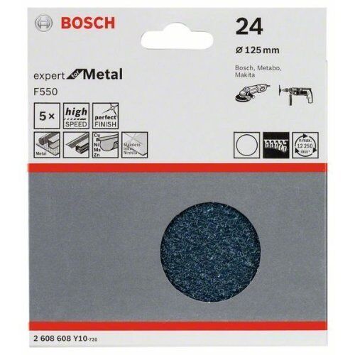  F550 Expert for Metal Schleifpapier für Winkelschleifer Bosch Schleifblatt F550, 5er-Pack, für kleine Winkelschleifer 12376001