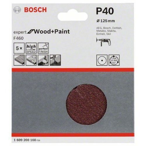  F460 Expert for Wood Schleifpapier für Bohrmaschinen Bosch 5-tlg. Schleifblatt-Set F460, für Bohrmaschinen 12376099