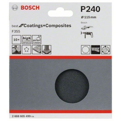  F355 Best for Coatings and Composites Schleifpapier für Winkelschleifer Bosch 10-tlg. Schleifblatt-Set F355, für kleine Winkelschleifer 12376012