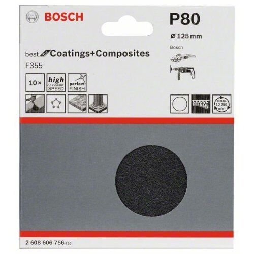  F355 Best for Coatings and Composites Schleifpapier für Winkelschleifer Bosch 10-tlg. Schleifblatt-Set F355, für kleine Winkelschleifer 12376009