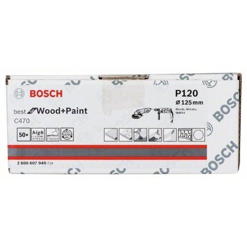  Für Winkelschleifer C470 Best for Wood and Paint Schleifpapier für Winkelschleifer und Bohrer Bosch Schleifblatt Papier C470, 50er-Pack, für kleine Winkelschleifer 12375835