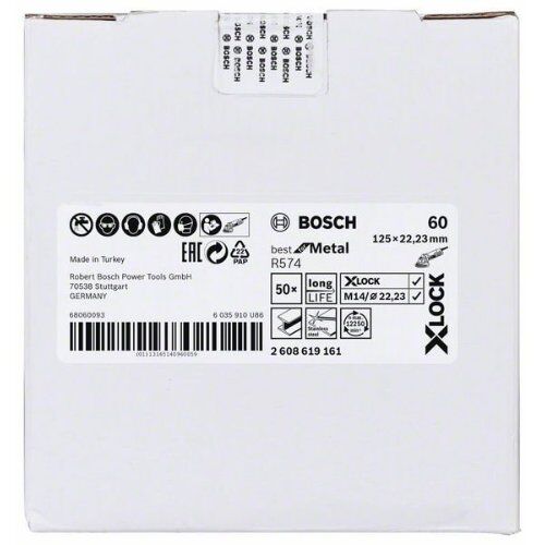  R574 Best for Metal X-LOCK Fiberschleifscheiben Bosch X-LOCK Fiberschleifscheibe, Ø125 mm, K 60, R574, Best for Metal, 1 Stück, für kleine Winkelschleifer 12375881
