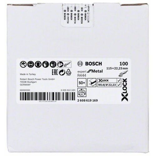  R444 Expert for Metal X-LOCK Fiberschleifscheiben Bosch X-LOCK Fiberschleifscheibe, Ø115 mm, K 100, R444, Expert for Metal, 1 Stück, für kleine Winkelschleifer 12375887