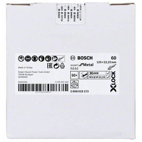  R444 Expert for Metal X-LOCK Fiberschleifscheiben Bosch X-LOCK Fiberschleifscheibe, Ø125 mm, K 60, R444, Expert for Metal, 1 Stück, für kleine Winkelschleifer 12375883