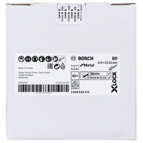  R444 Expert for Metal X-LOCK Fiberschleifscheiben Bosch X-LOCK Fiberschleifscheibe, Ø125 mm, K 80, R444, Expert for Metal, 1 Stück, für kleine Winkelschleifer 12375886