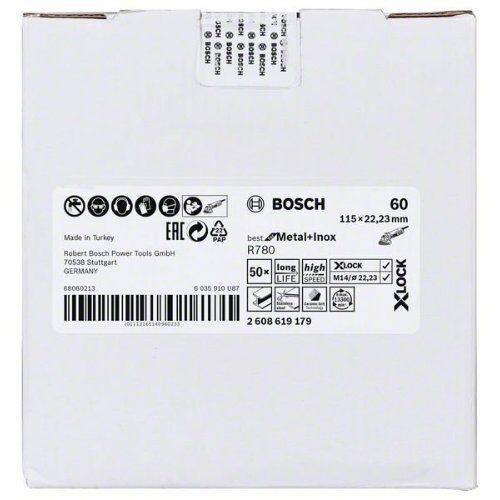 R780 Best for Metal und Inox X-LOCK Fiberschleifscheiben Bosch X-LOCK Fiberscheibe, 115 mm, K 60, Sternloch, R780 Best for Metal + Inox, für kleine Winkelschleifer 12375844  R780 Best for Metal und Inox X-LOCK Fiberschleifscheiben Bosch X-LOCK Fiberscheibe, 115 mm, K 60, Sternloch, R780 Best for Metal + Inox, für kleine Winkelschleifer 12375844