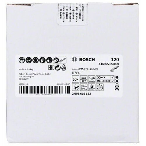 R780 Best for Metal und Inox X-LOCK Fiberschleifscheiben Bosch X-LOCK Fiberscheibe, 115 mm, K 120, Sternloch, R780 Best for Metal + Inox, für kleine Winkelschleifer 12375846  R780 Best for Metal und Inox X-LOCK Fiberschleifscheiben Bosch X-LOCK Fiberscheibe, 115 mm, K 120, Sternloch, R780 Best for Metal + Inox, für kleine Winkelschleifer 12375846