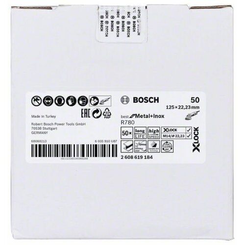  R780 Best for Metal und Inox X-LOCK Fiberschleifscheiben Bosch X-LOCK Fiberscheibe, 125 mm, K 50, Sternloch, R780 Best for Metal + Inox, für kleine Winkelschleifer 12375843
