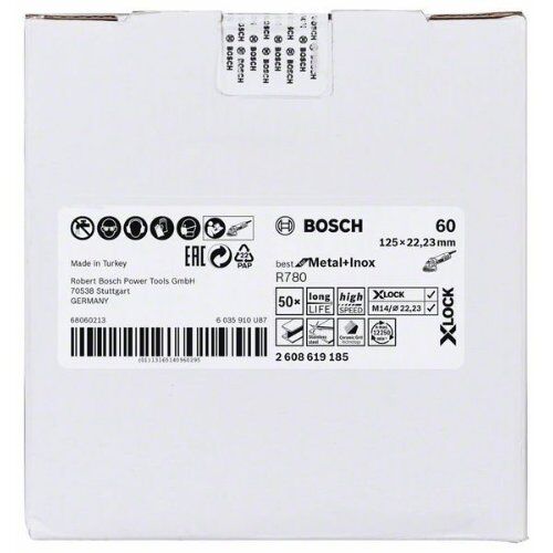  R780 Best for Metal und Inox X-LOCK Fiberschleifscheiben Bosch X-LOCK Fiberscheibe, 125 mm, K 60, Sternloch, R780 Best for Metal + Inox, für kleine Winkelschleifer 12375851