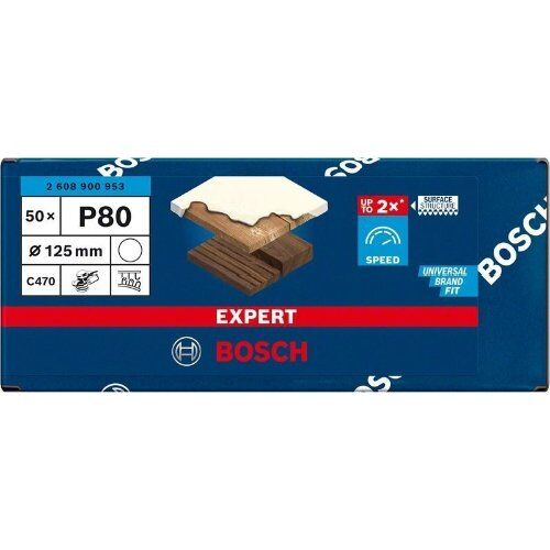  EXPERT C470 Schleifblatt ohne Löcher für Winkelschleifer und Bohrer Bosch EXPERT C470 Schleifpapier ohne Löcher für Winkelschleifer und Bohrer, 125 mm, G 80, 50-tlg., für kleine Winkelschleifer 12376091