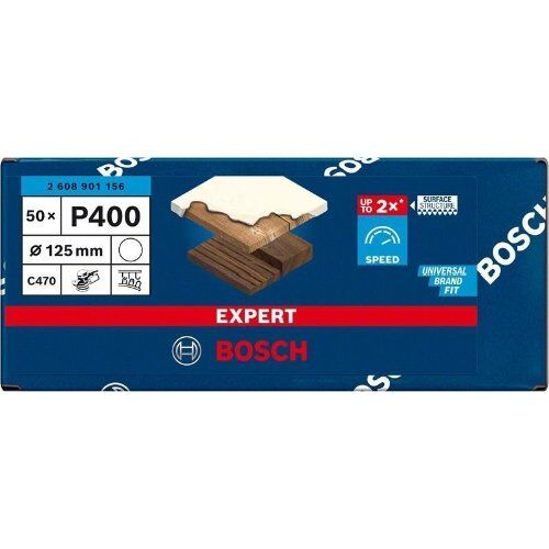  EXPERT C470 Schleifblatt ohne Löcher für Winkelschleifer und Bohrer Bosch EXPERT C470 Schleifpapier ohne Löcher für Winkelschleifer und Bohrer, 125 mm, G 400, 50-tlg., für kleine Winkelschleifer 12376087
