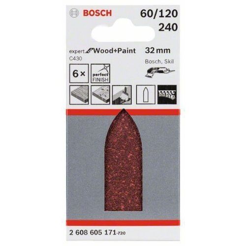  C430 Expert for Wood Schleifpapier für Deltaschleifer Bosch Schleifblatt C430, 6er-Pack, für Deltaschleifer 12376192
