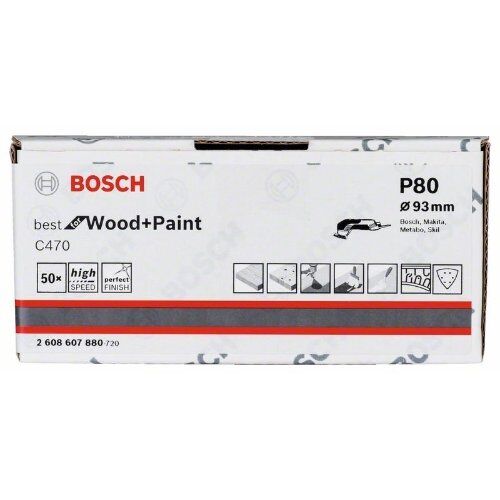  C470 Best for Wood and Paint Schleifpapier für Deltaschleifer und Multifunktionswerkzeuge Bosch Schleifblatt C470, 50er-Pack, für Deltaschleifer 12376172