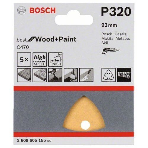  C470 Best for Wood and Paint Schleifpapier für Deltaschleifer und Multifunktionswerkzeuge Bosch Schleifblatt C470, 5er-Pack, für Deltaschleifer 12376177