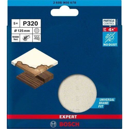  EXPERT M480 Schleifnetze für Exzenterschleifer Bosch EXPERT M480 Schleifnetz für Exzenterschleifer, 125 mm, G 320, 5 Stück, für Exzenterschleifer 12376265