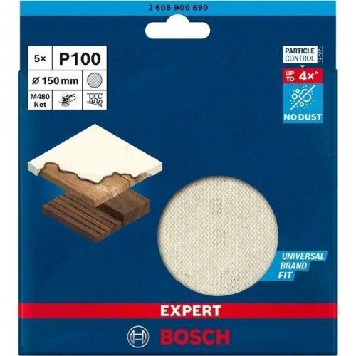  EXPERT M480 Schleifnetze für Exzenterschleifer Bosch EXPERT M480 Schleifnetz für Exzenterschleifer, 150 mm, G 100, 5 Stück, für Exzenterschleifer 12376260