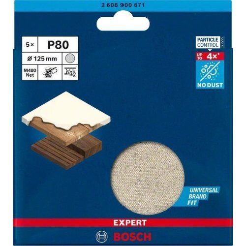  EXPERT M480 Schleifnetze für Exzenterschleifer Bosch EXPERT M480 Schleifnetz für Exzenterschleifer, 125 mm, G 80, 5 Stück, für Exzenterschleifer 12376282