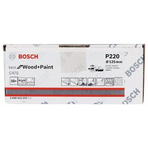  C470 Best for Wood and Paint Schleifpapier für Exzenterschleifer Bosch Schleifblatt C470, 50er-Pack, für Exzenterschleifer 12376416